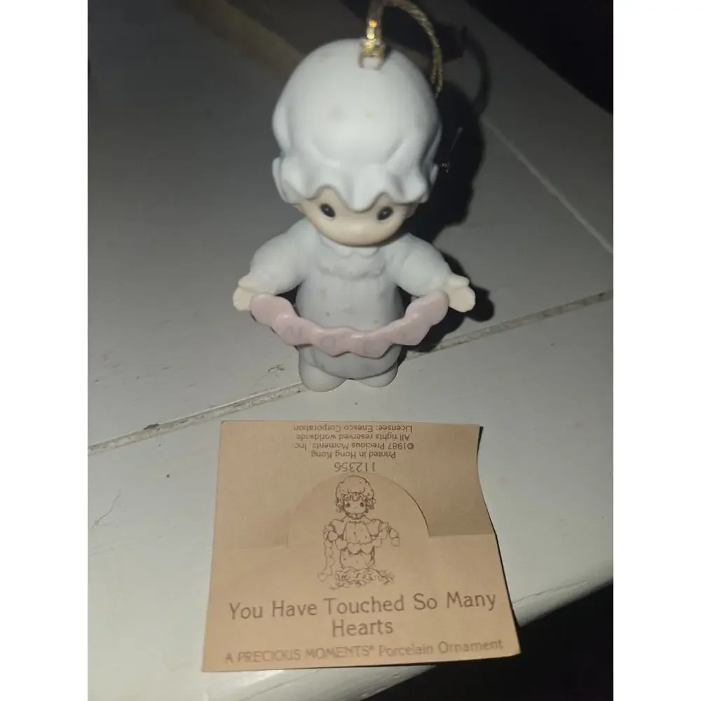 Precious Moments Porcelain Angel Christmas Ornament Boxed 1987 MPN 112356